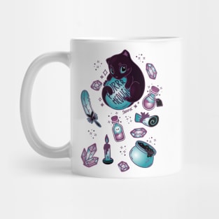 Purr meowgic white magic black cat Mug